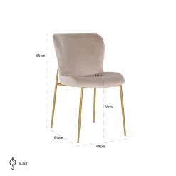 Richmond Interiors Stoel Odessa khaki / brushed Goud New