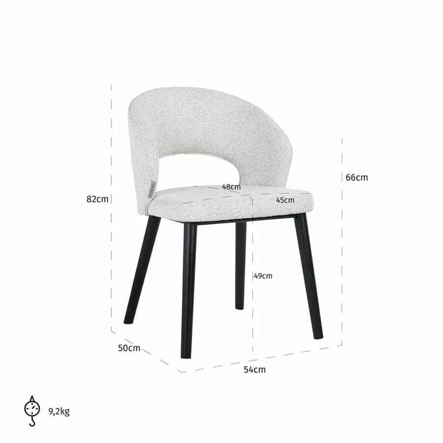 Richmond Interiors Stoel Savoy white bouclé - Showroommodel Best