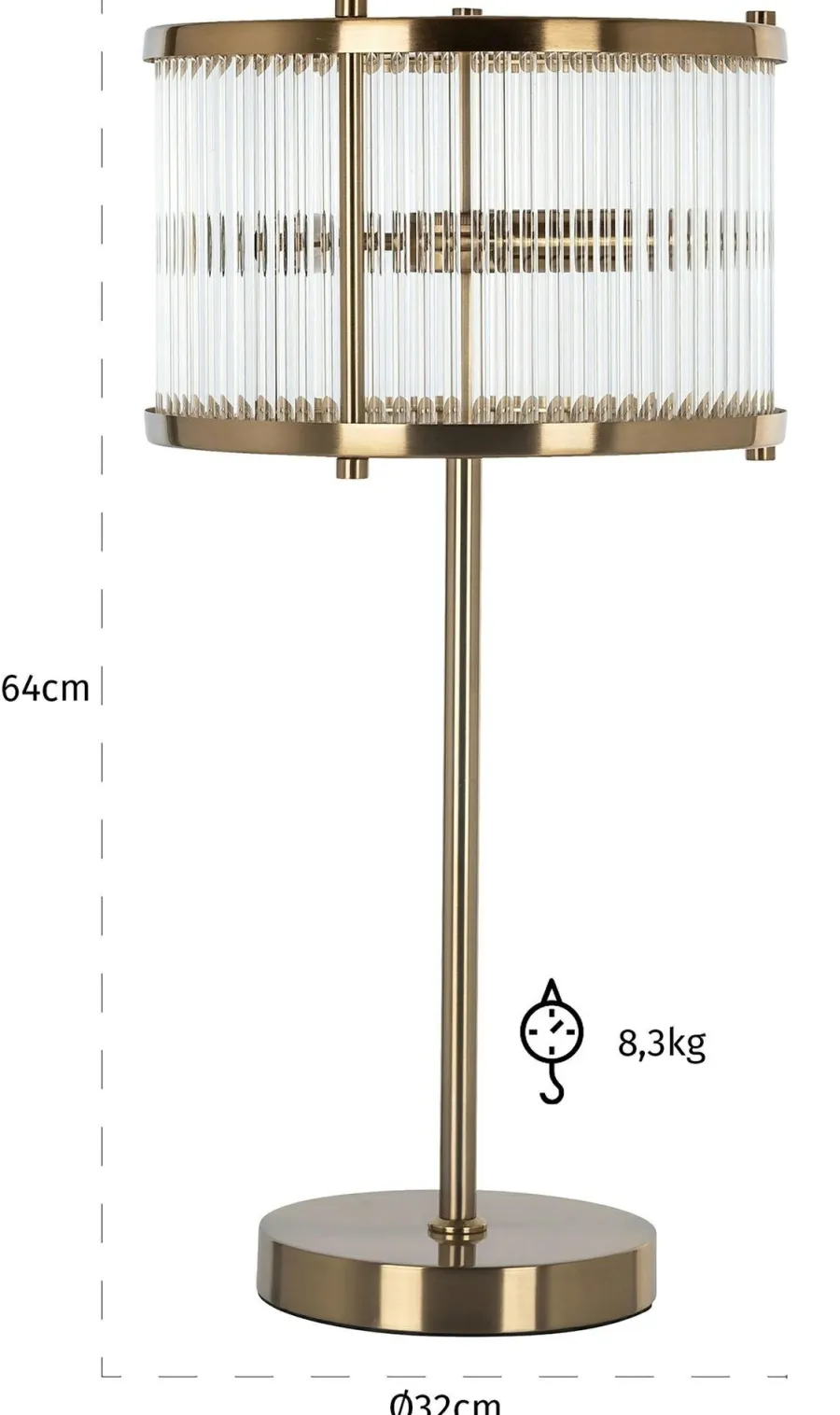 Richmond Interiors Tafellamp Loiza (Brushed Gold) Outlet