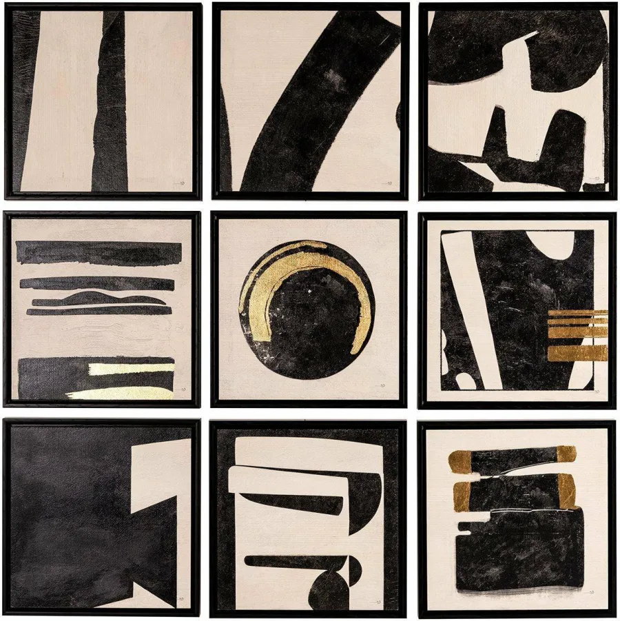 Richmond Interiors Wall art Gabri set van 9 Zwart / Wit Hot