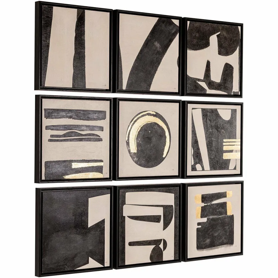 Richmond Interiors Wall art Gabri set van 9 Zwart / Wit Hot