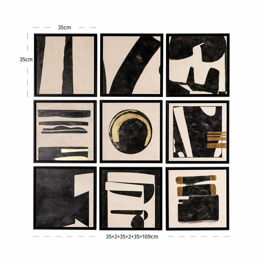 Richmond Interiors Wall art Gabri set van 9 Zwart / Wit Hot