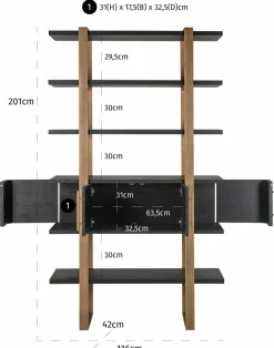 Richmond Interiors Wandkast Cambon 4-deuren 4-planken (Dark coffee) Clearance