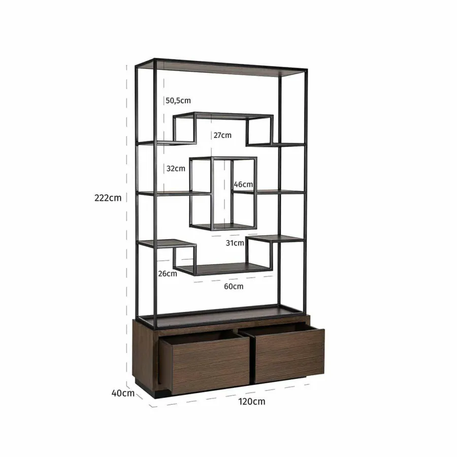 Richmond Interiors Wandkast Bonvoy Bruin 2-laden Bruin Sale