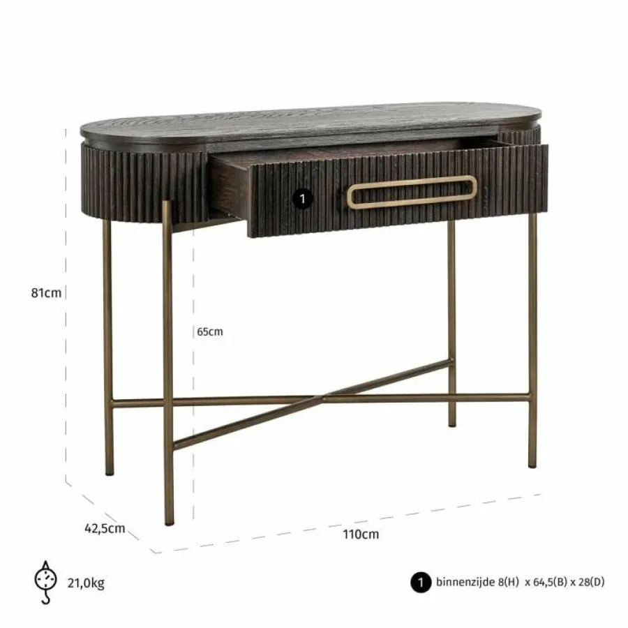 Richmond Interiors Wandtafel Luxor 1-lade bruin Clearance