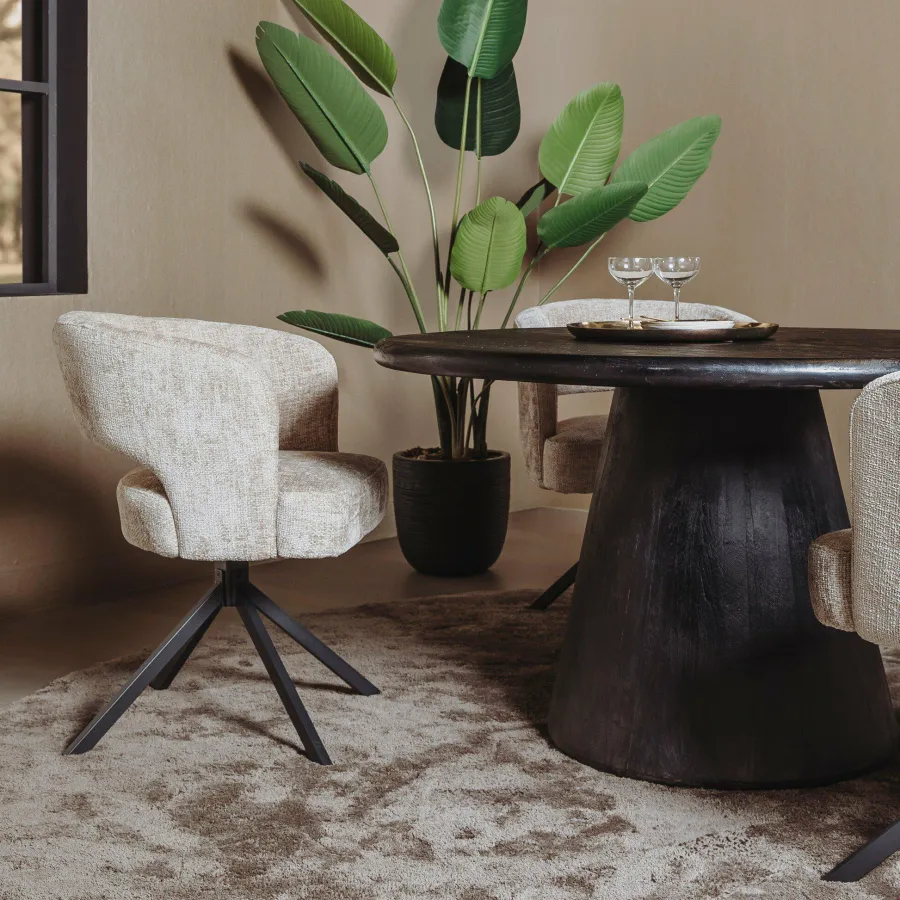 Tower Living Asti Eetkamertafel rond zwart 130 cm New