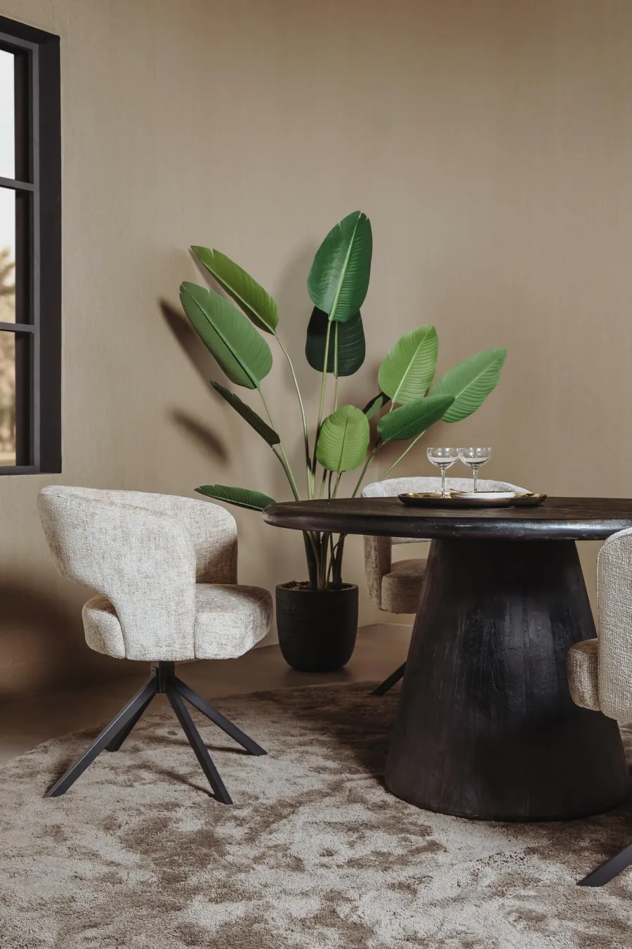Tower Living Asti Eetkamertafel rond zwart 130 cm New