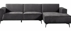 Tower Living Bank Leeds - 2,5 zits + chaise longue Rechts - City 464 zwart blauw New