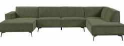 Tower Living Bank Leeds - Chaise longue + 2,5 zits + ottomane Rechts - City 355 Flessengroen Outlet