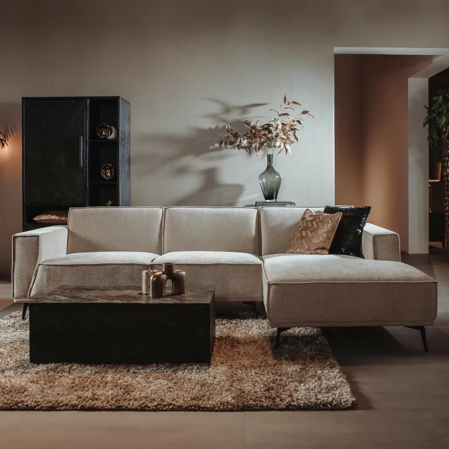 Tower Living Bank Leeds - 2,5 zits + chaise longue Rechts - City 120 Beige Best