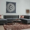 Tower Living Bank Leeds - Chaise longue + 2,5 zits + ottomane Rechts - City 464 Zwart Blauw Sale