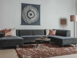 Tower Living Bank Leeds - Chaise longue + 2,5 zits + ottomane Rechts - City 464 Zwart Blauw Sale