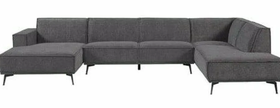 Tower Living Bank Leeds - Chaise longue + 2,5 zits + ottomane Rechts - City 464 Zwart Blauw Sale