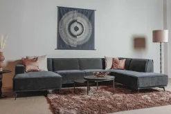 Tower Living Bank Leeds - Chaise longue + 2,5 zits + ottomane Rechts - City 464 Zwart Blauw Sale