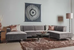 Tower Living Bank Leeds - Chaise longue + 2,5 zits + ottomane Rechts - City 453 Mosgroen / Grijs Discount