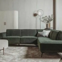 Tower Living Bank Leeds - 2,5 zits + ottomane Rechts - City 355 Flesgroen Showroommodel