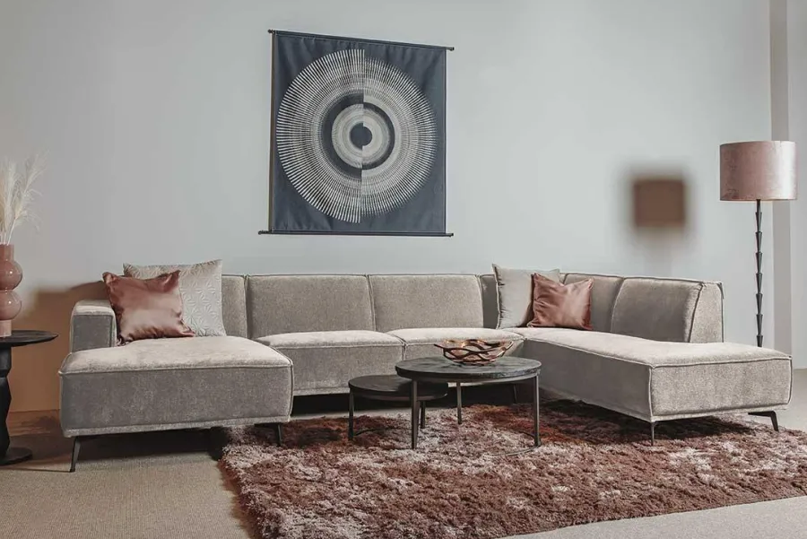 Tower Living Bank Leeds - Chaise longue + 2,5 zits + ottomane Rechts - City 120 Beige Clearance