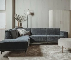 Tower Living Bank Leeds - 2,5 zits + ottomane Links - City 464 Zwart blauw Online
