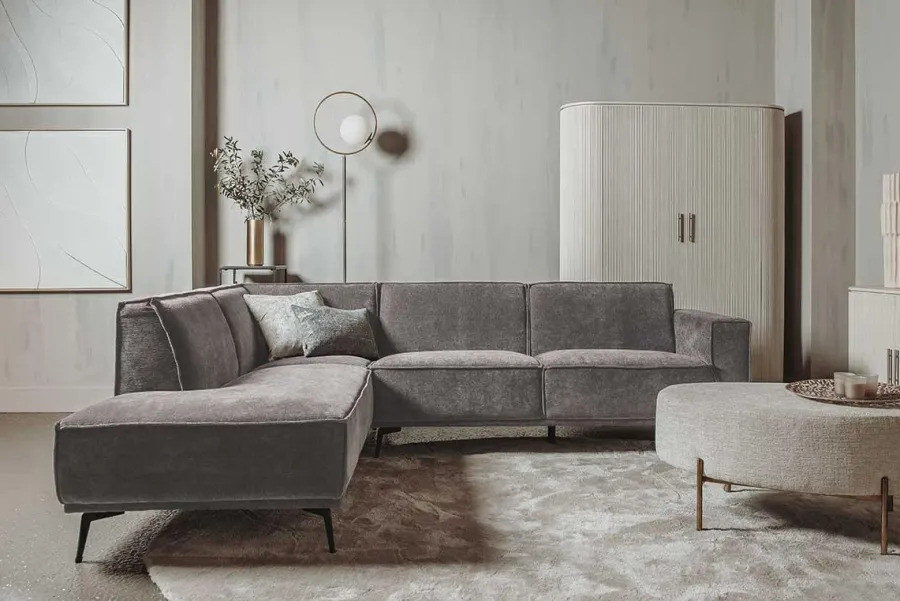 Tower Living Bank Leeds - 2,5 zits + chaise longue Links - City 453 Mosgroen / grijs Best