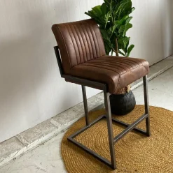 Tower Living Barkruk Ferro - Cognac, donkerbruin, groen en antraciet Hot