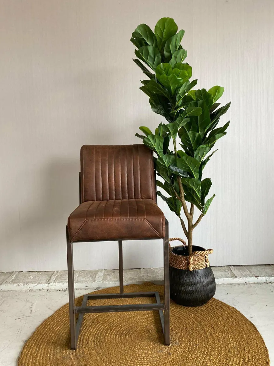 Tower Living Barkruk Ferro - Cognac, donkerbruin, groen en antraciet Hot