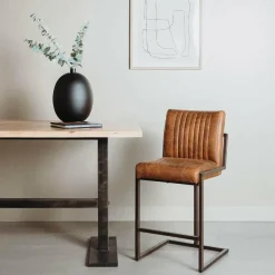 Tower Living Barkruk Ferro - Cognac, donkerbruin, groen en antraciet Hot