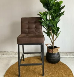 Tower Living Barstoel Vasco - Grijs, bruin, cognac en groen Online