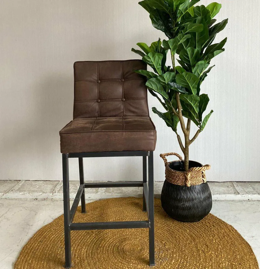Tower Living Barstoel Vasco - Grijs, bruin, cognac en groen Online
