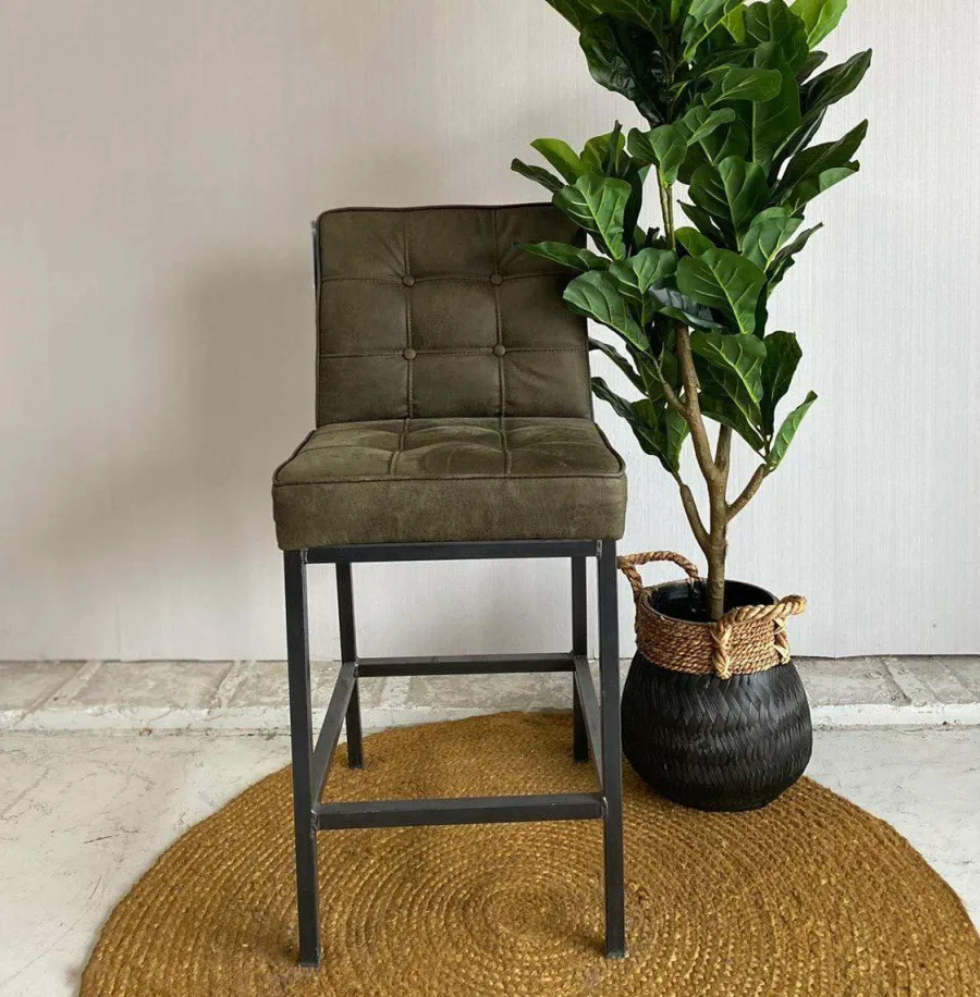 Tower Living Barstoel Vasco - Grijs, bruin, cognac en groen Online