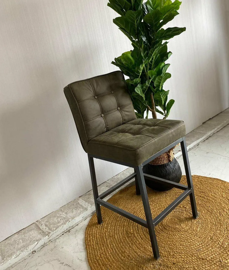 Tower Living Barstoel Vasco - Grijs, bruin, cognac en groen Online