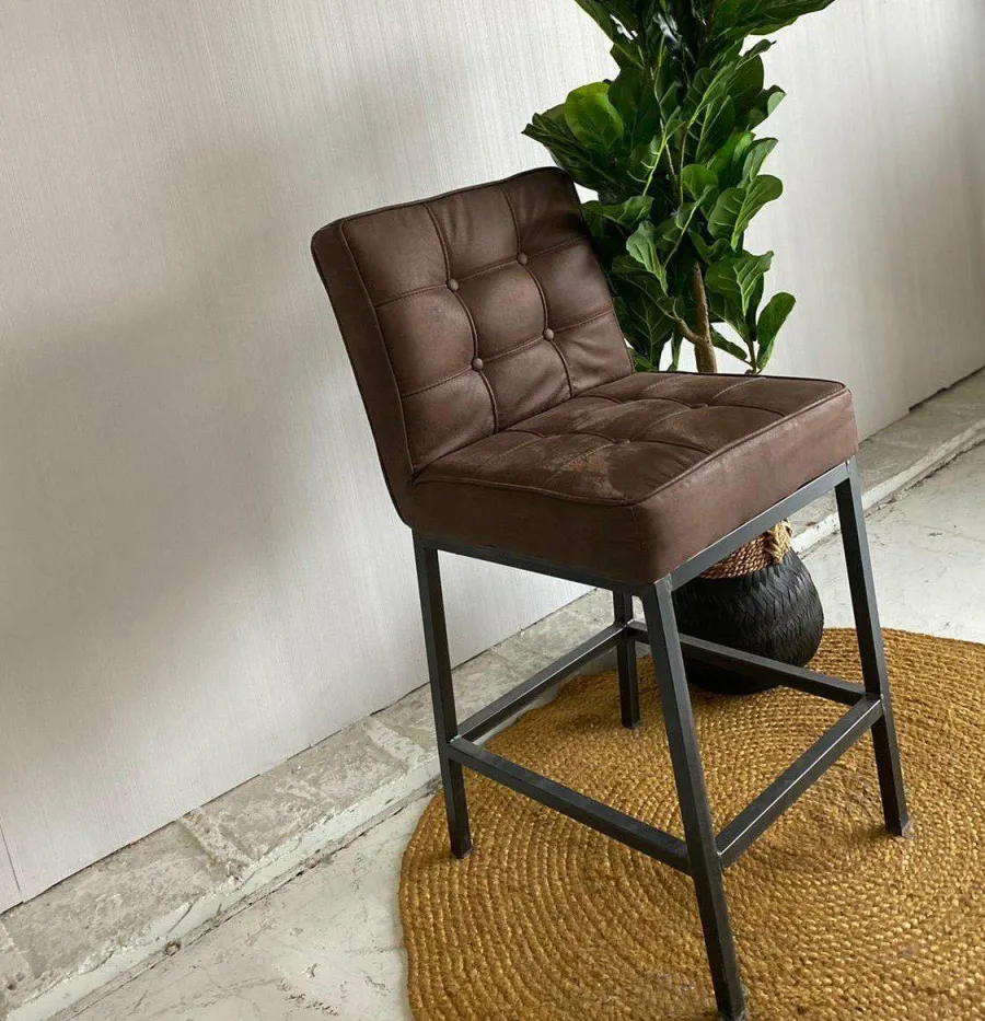 Tower Living Barstoel Vasco - Grijs, bruin, cognac en groen Online