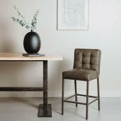 Tower Living Barstoel Vasco - Grijs, bruin, cognac en groen Online