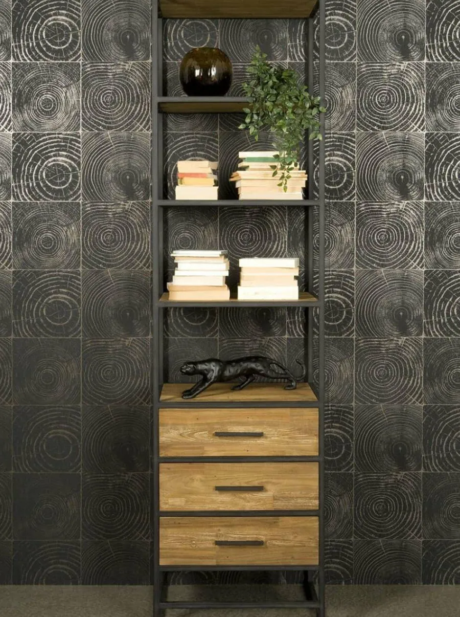 Tower Living Boekenkast Felino Teak 3 lades