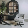 Tower Living Caldes Lounge Stoel - fabric TED 8 white-grey (draaibaar) Best