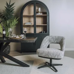 Tower Living Caldes Lounge Stoel - fabric TED 8 white-grey (draaibaar) Best