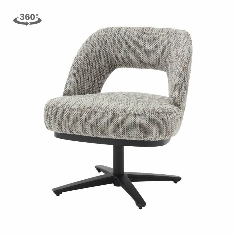 Tower Living Caldes Lounge Stoel - fabric TED 8 white-grey (draaibaar) Best