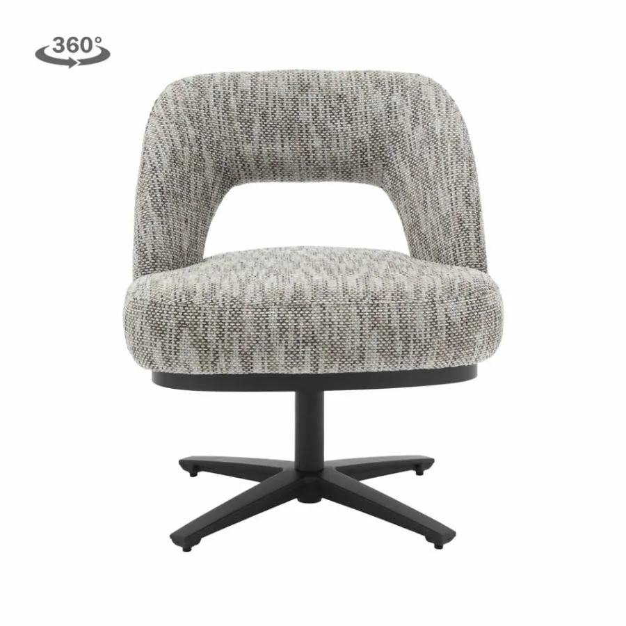 Tower Living Caldes Lounge Stoel - fabric TED 8 white-grey (draaibaar) Best