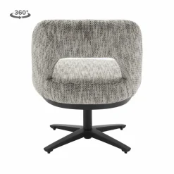 Tower Living Caldes Lounge Stoel - fabric TED 8 white-grey (draaibaar) Best
