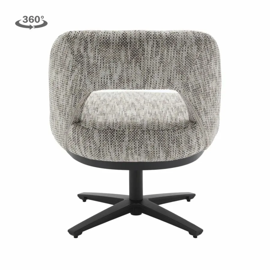 Tower Living Caldes Lounge Stoel - fabric TED 8 white-grey (draaibaar) Best