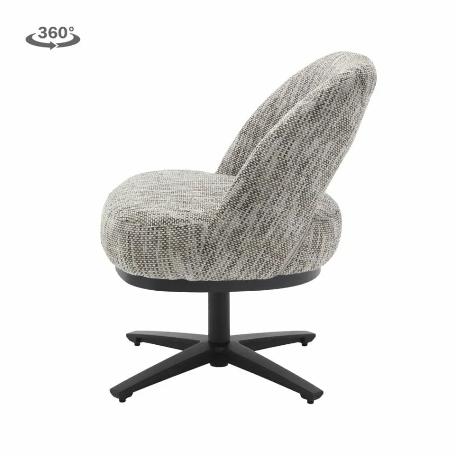 Tower Living Caldes Lounge Stoel - fabric TED 8 white-grey (draaibaar) Best