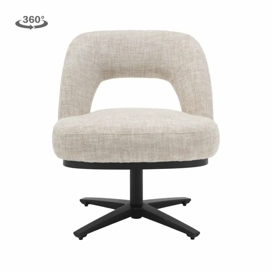 Tower Living Caldes Lounge Stoel - fabric TED 24 off white (draaibaar) Sale