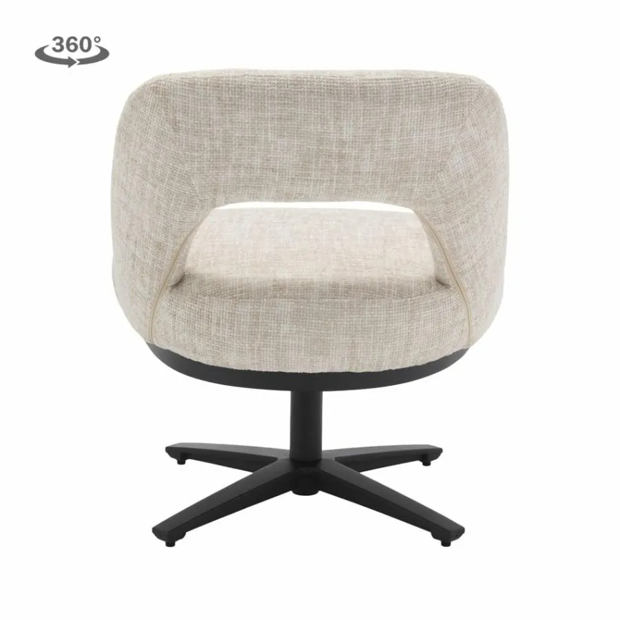 Tower Living Caldes Lounge Stoel - fabric TED 24 off white (draaibaar) Sale