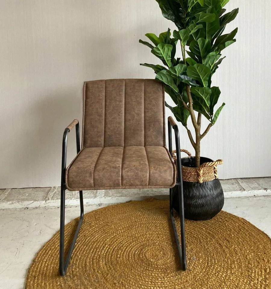 Tower Living Eetkamerstoel Santo met armleuning - cognac, grijs, antraciet en bruin Hot
