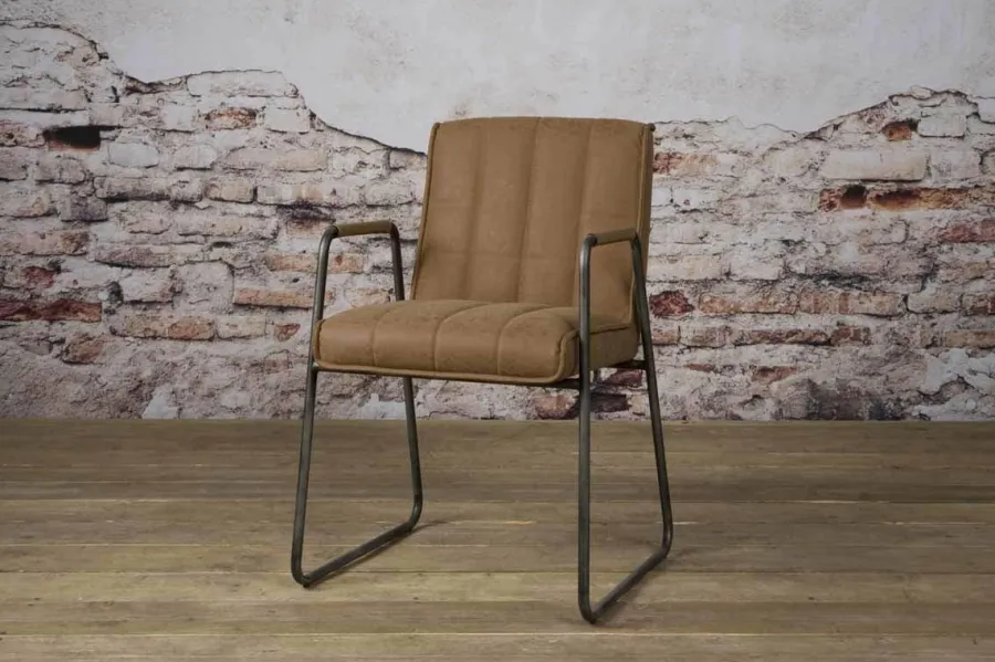 Tower Living Eetkamerstoel Santo met armleuning - cognac, grijs, antraciet en bruin Hot