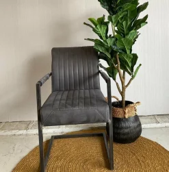 Tower Living Eetkamerstoel Ferro met armleuning - Cognac, donkerbruin, antraciet en groen Discount