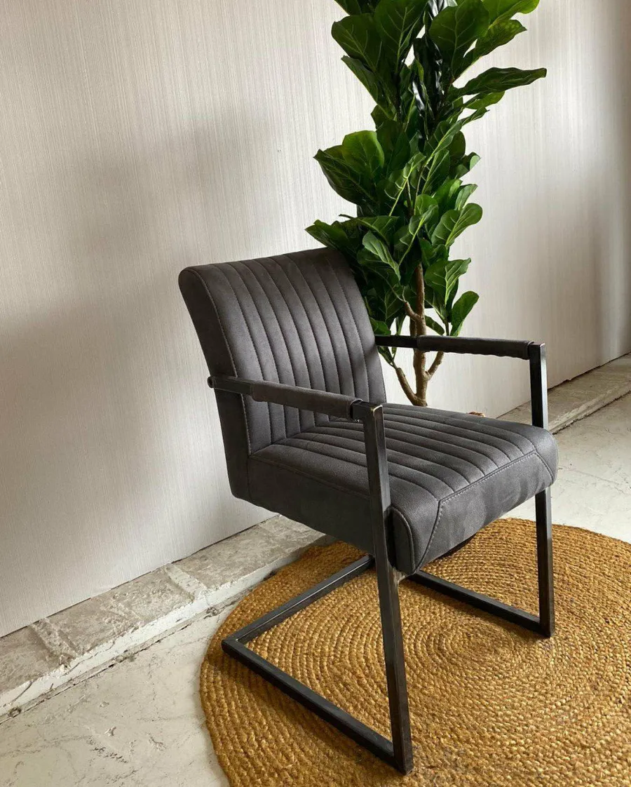 Tower Living Eetkamerstoel Ferro met armleuning - Cognac, donkerbruin, antraciet en groen Discount