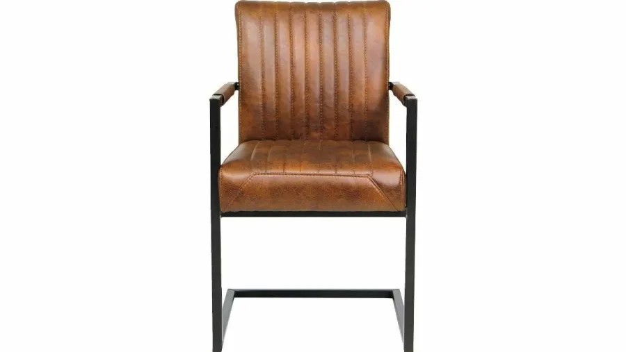 Tower Living Eetkamerstoel Ferro met armleuning - Cognac, donkerbruin, antraciet en groen Discount