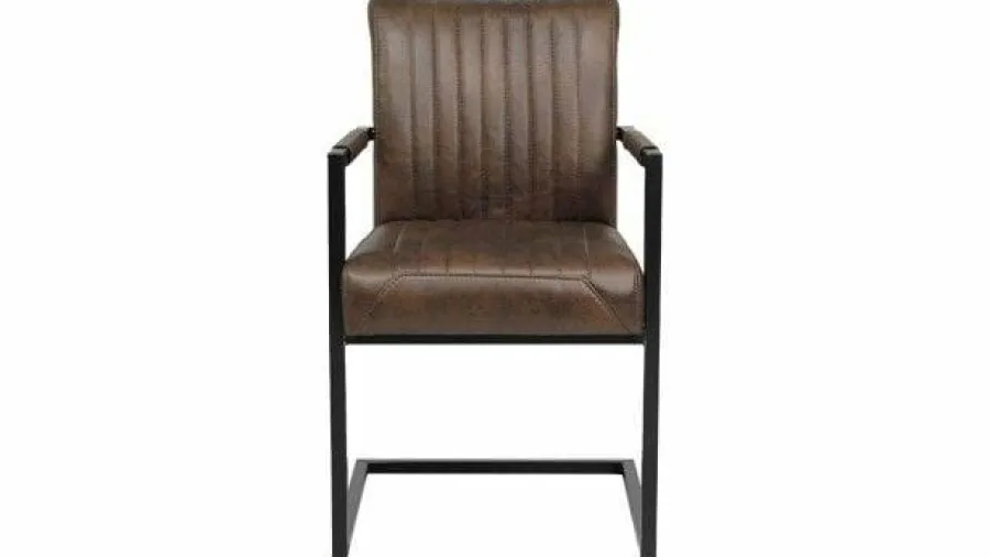 Tower Living Eetkamerstoel Ferro met armleuning - Cognac, donkerbruin, antraciet en groen Discount