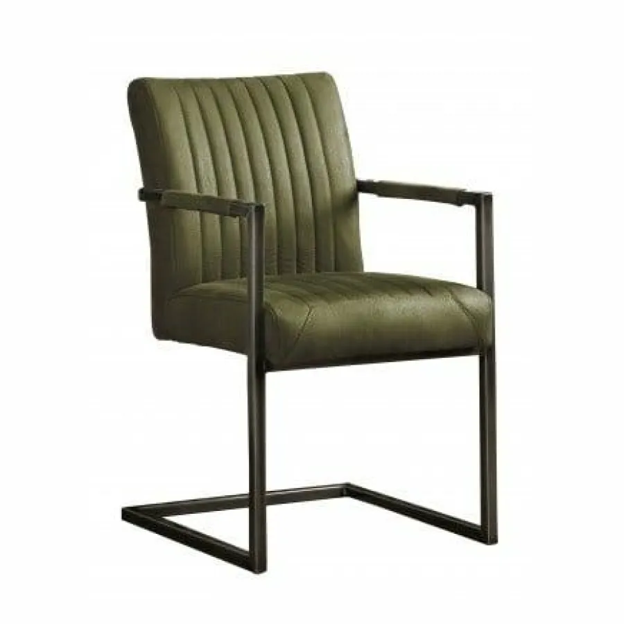 Tower Living Eetkamerstoel Ferro met armleuning - Cognac, donkerbruin, antraciet en groen Discount