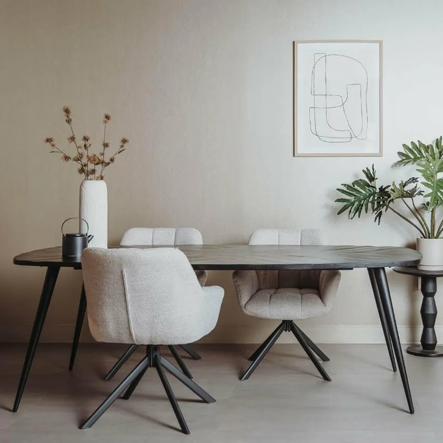 Tower Living Eettafel Giovanni zwart - Diverse afmetingen New